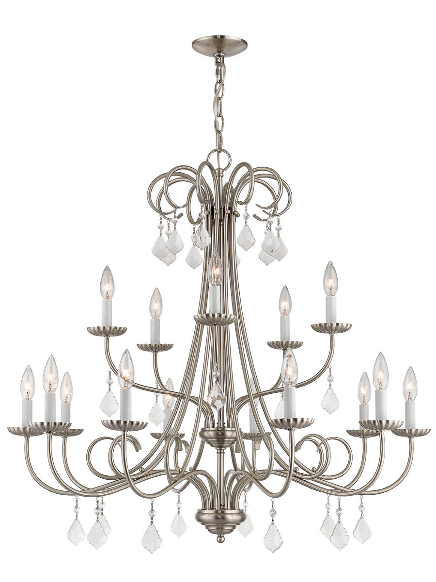 Daphne 15 Light 36 inch Brushed Nickel Foyer Chandelier Ceiling Light