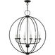Arabella 6 Light 28 inch Black with Brushed Nickel Finish Candles Pendant Chandelier Ceiling Light, Globe