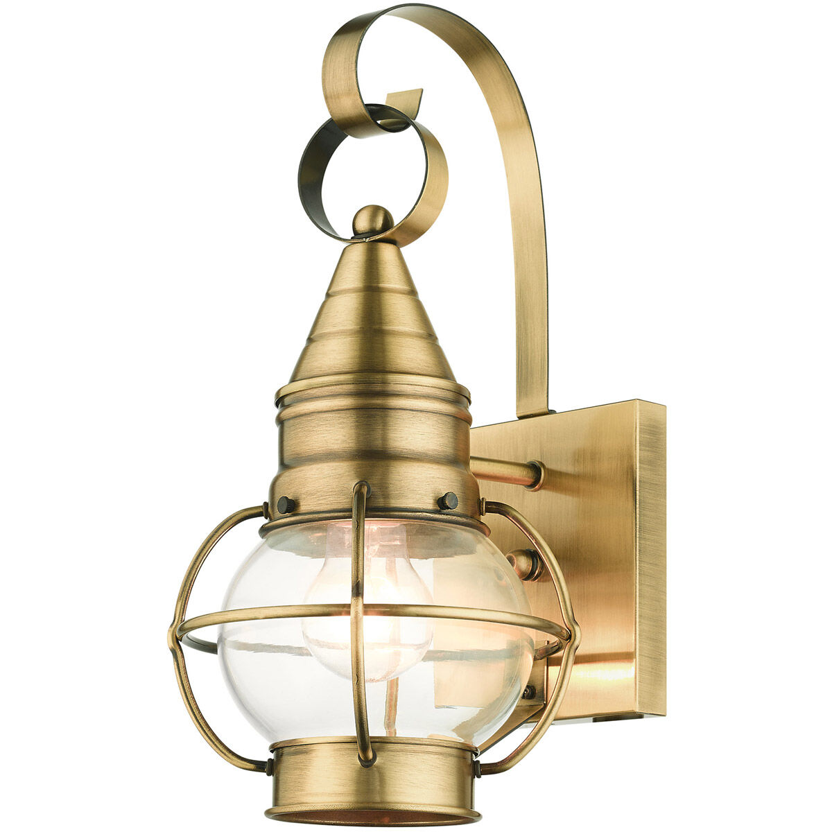 Newburyport 1 Light 14 inch Antique Brass Outdoor Wall Lantern