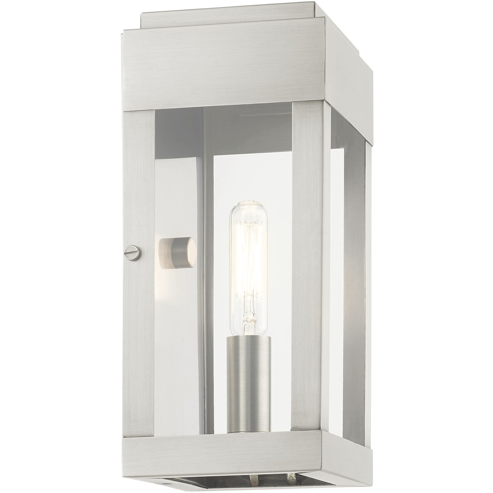 York 1 Light 9 inch Brushed Nickel Outdoor ADA Wall Lantern