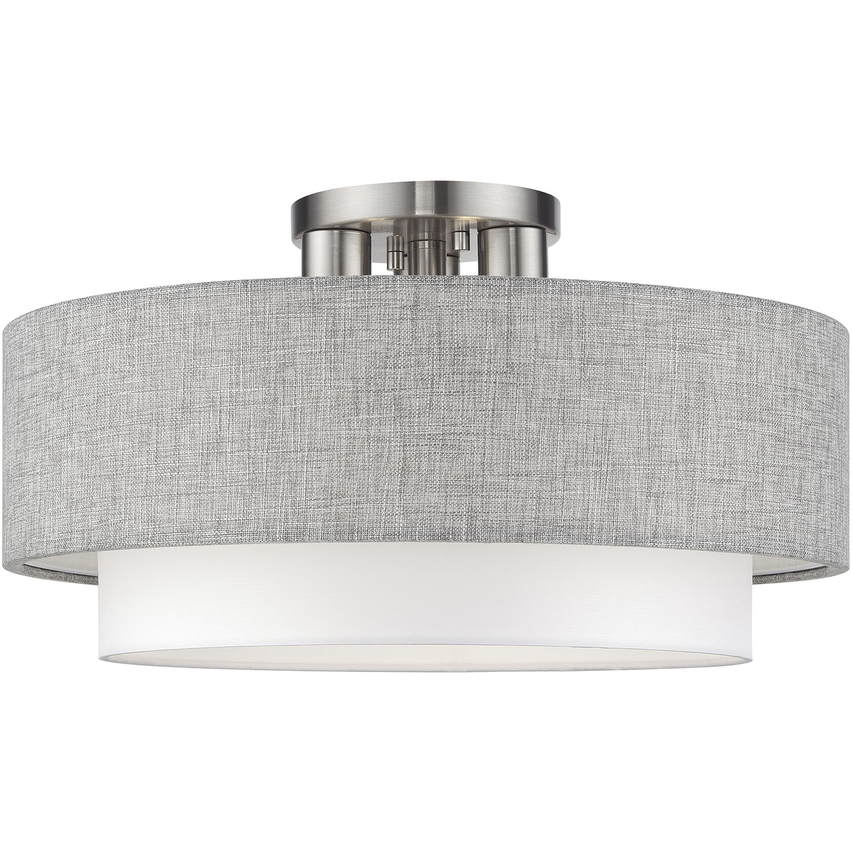 Brookmeade 3 Light 18 inch Brushed Nickel Semi-Flush Ceiling Light