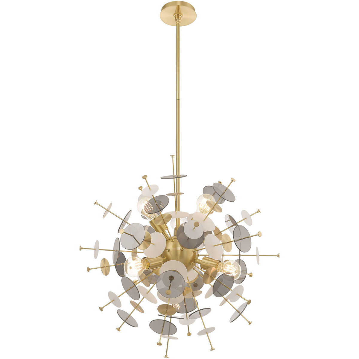 Circulo 6 Light 24 inch Satin Brass Pendant Chandelier Ceiling Light