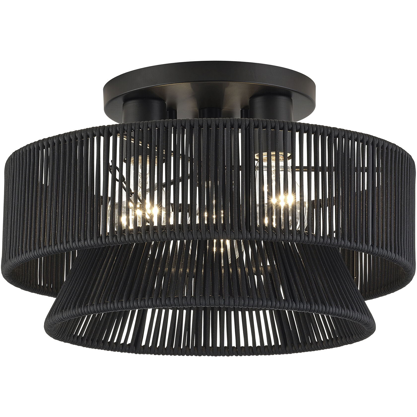 Florell 3 Light 15 inch Black Semi Flush Mount Ceiling Light, Large