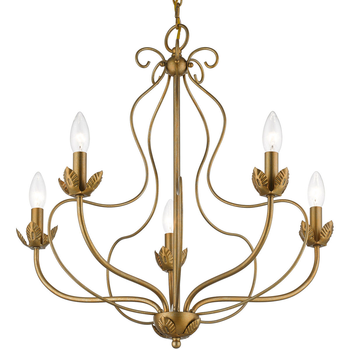 Katarina 5 Light 23 inch Antique Gold Leaf Chandelier Ceiling Light