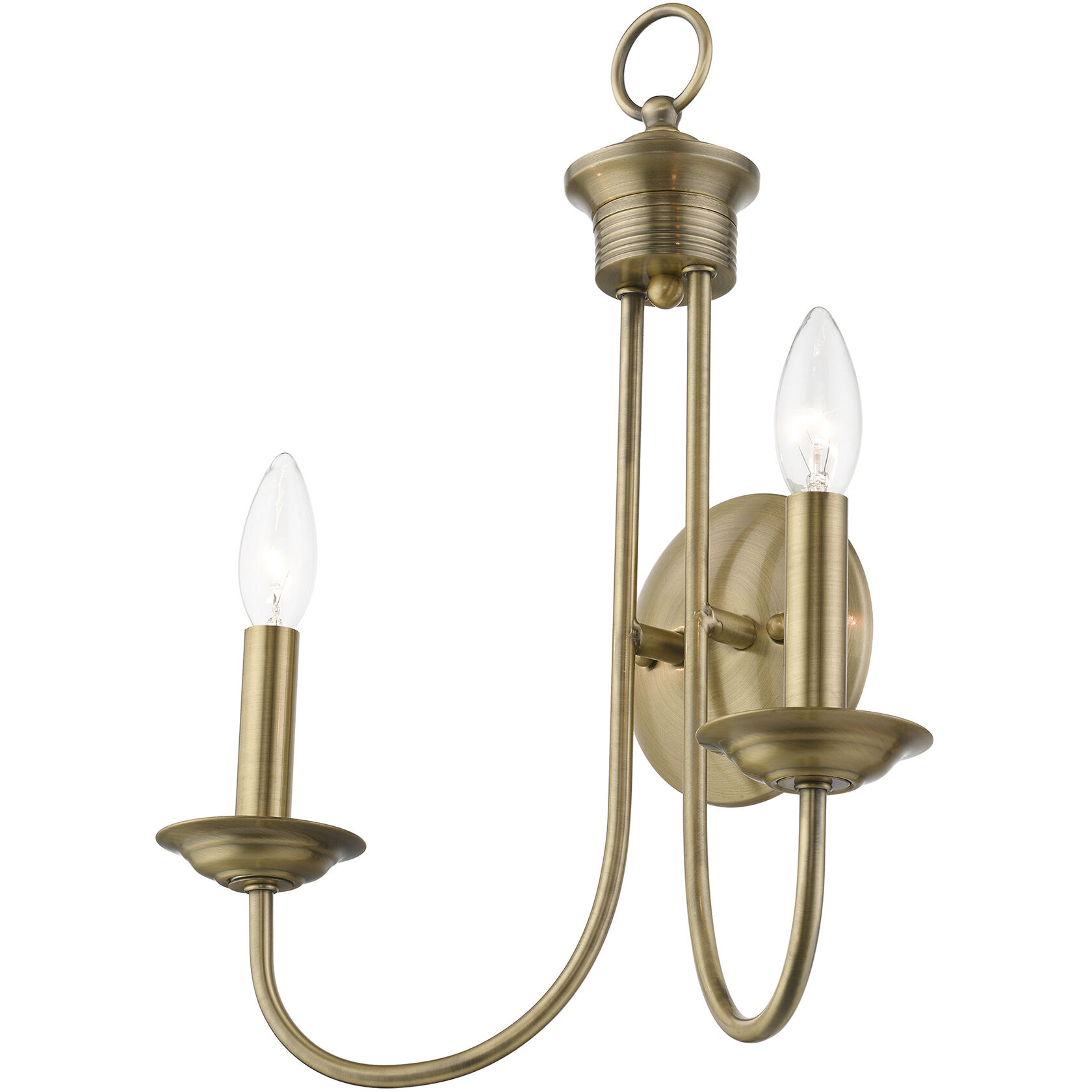 Estate 2 Light 14 inch Antique Brass Double Sconce Wall Light