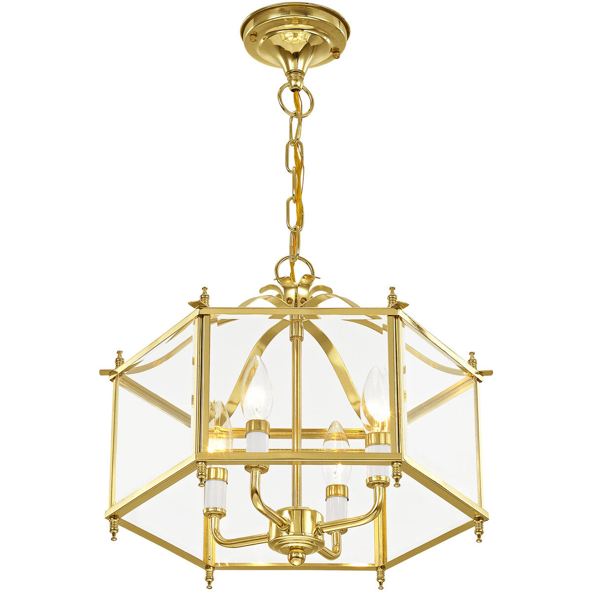 Livingston 4 Light 16 inch Polished Brass Convertible Pendant/Ceiling Mount Ceiling Light
