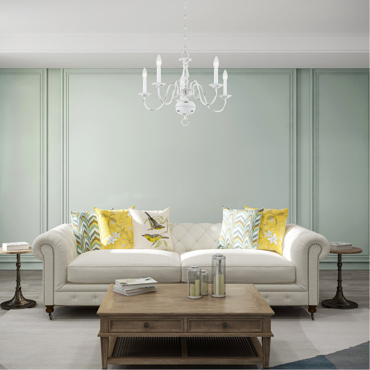 Williamsburgh 5 Light 24 inch Antique White Chandelier Ceiling Light