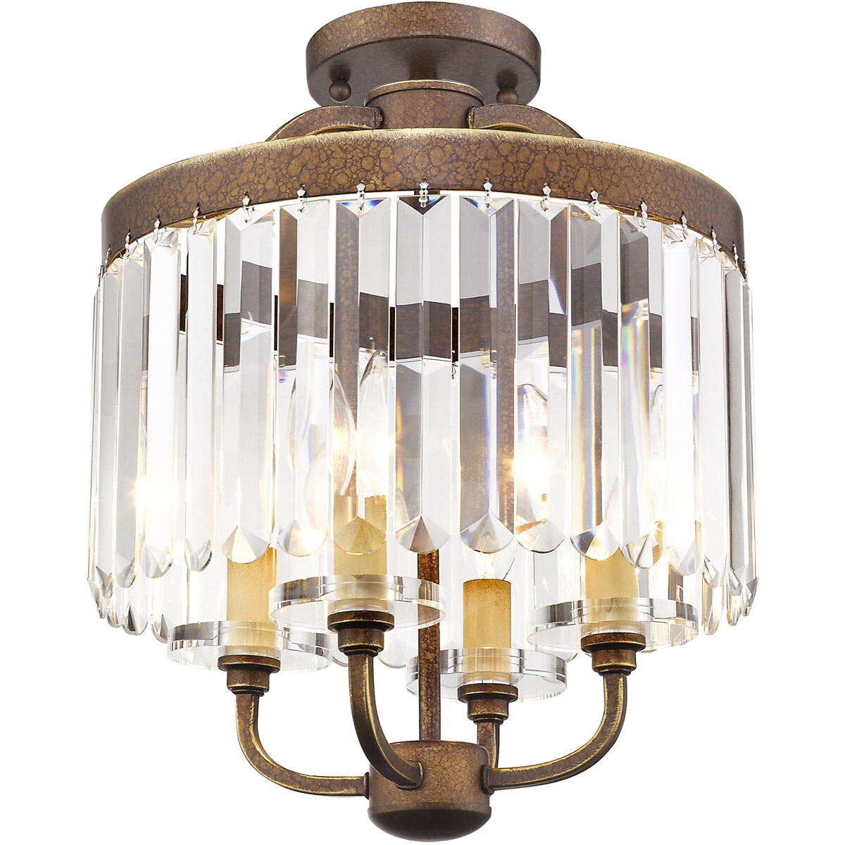 Ashton 4 Light 13 inch Hand Painted Palacial Bronze Convertible Mini Chandelier/Ceiling Mount Ceiling Light