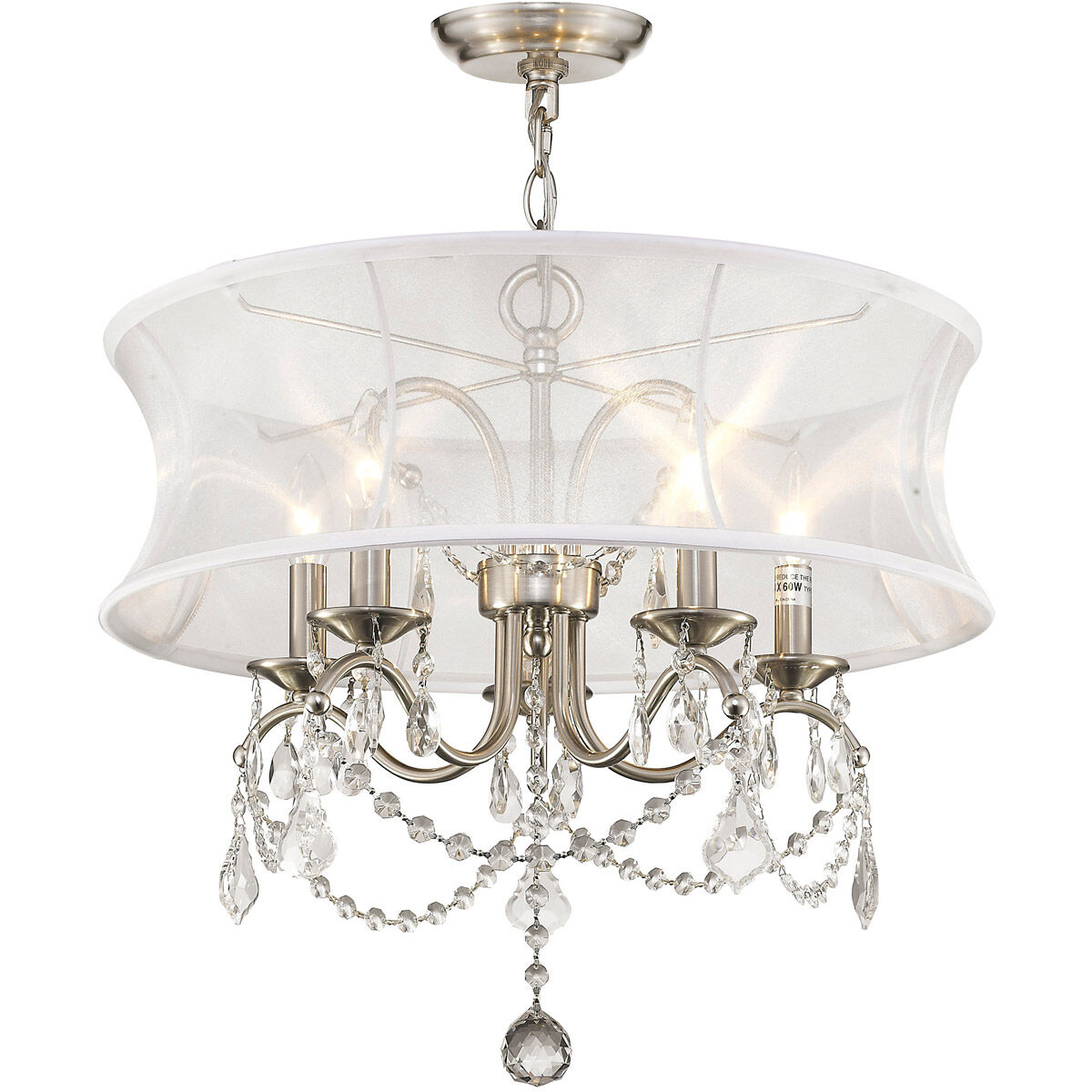Newcastle 5 Light 20 inch Brushed Nickel Chandelier Ceiling Light