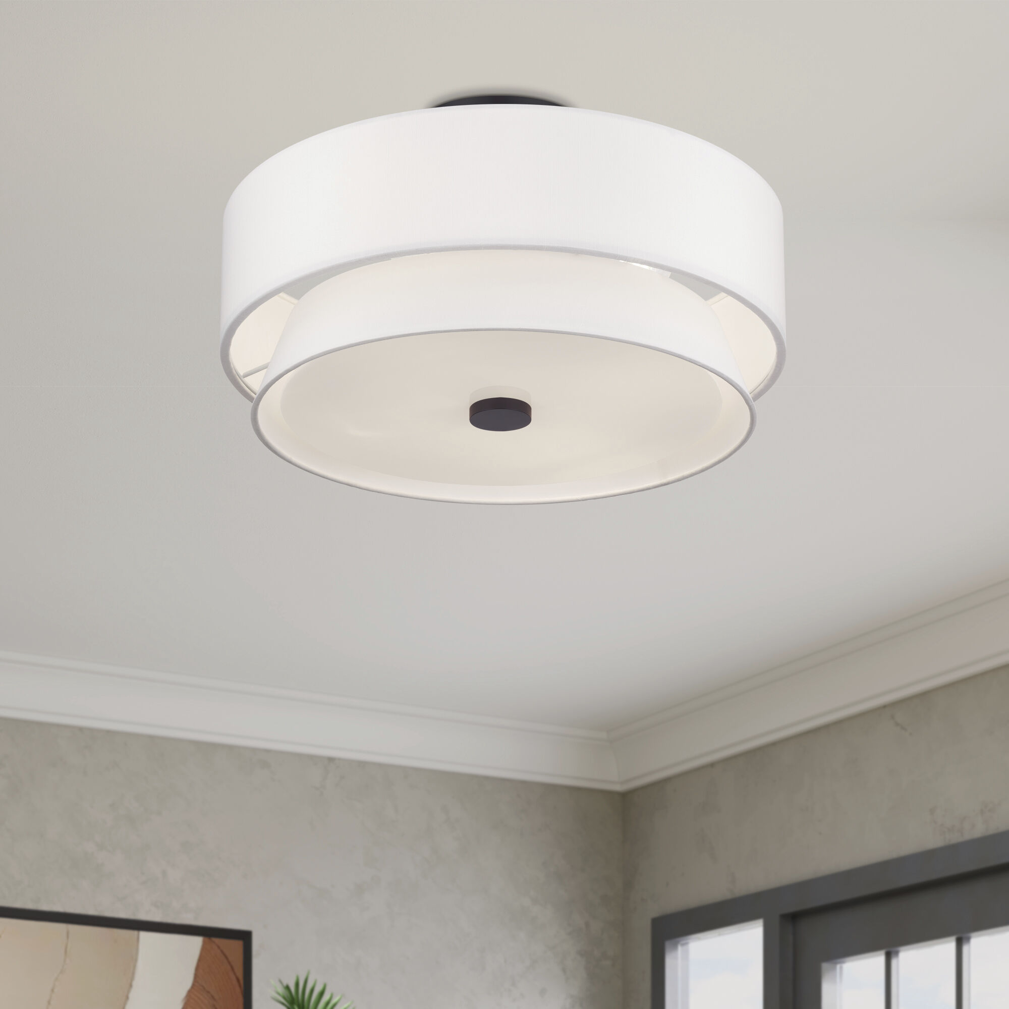 Fontana 4 Light 18 inch Bronze Semi-Flush Ceiling Light