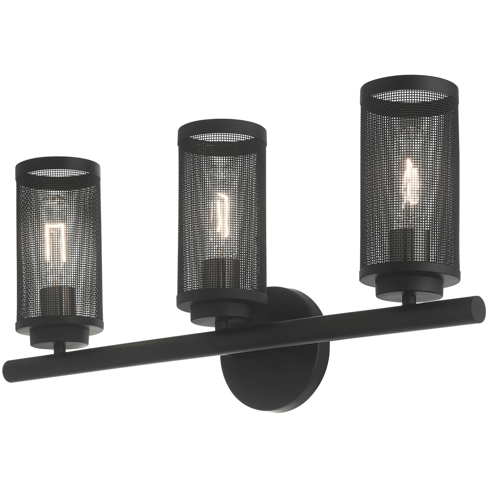 Industro 3 Light 24 inch Black with Brushed Nickel Accents Vanity Sconce Wall Light