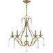Caterina 5 Light 24 inch Antique Brass with Clear Crystals Chandelier Ceiling Light