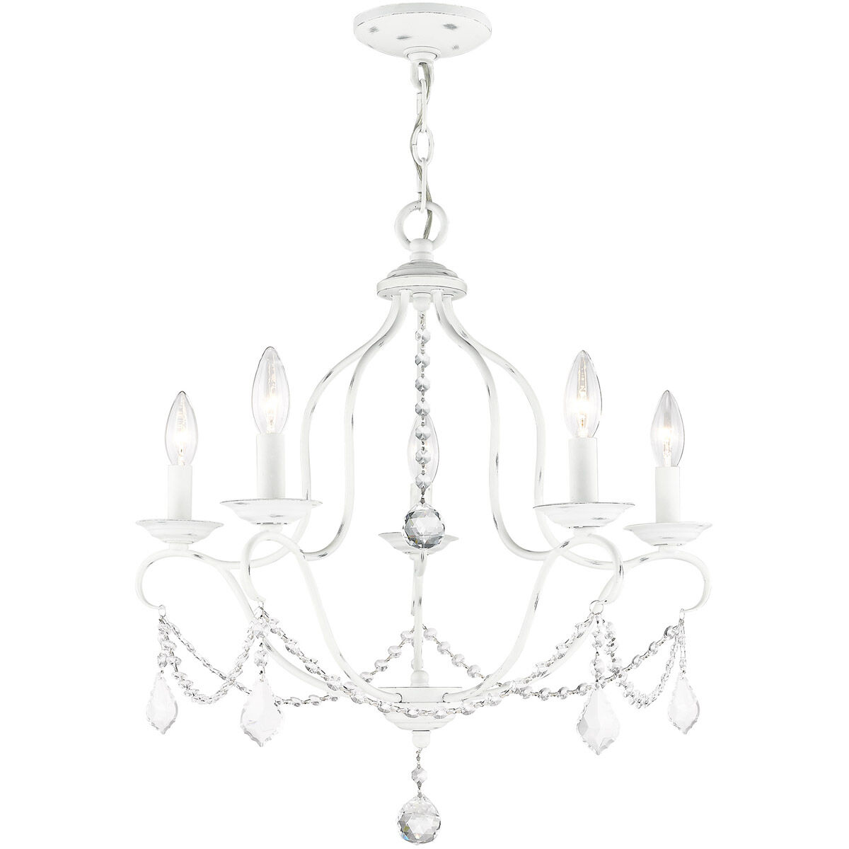 Chesterfield 5 Light 22 inch Antique White Chandelier Ceiling Light