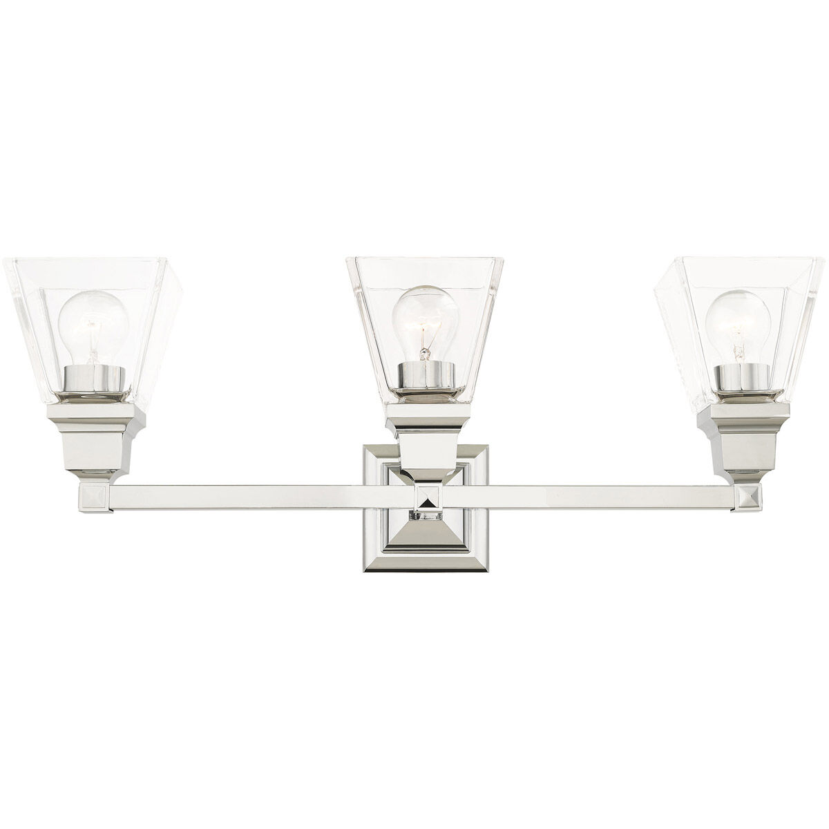 Mission 3 Light 25 inch Polished Chrome Vanity Sconce Wall Light
