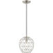 Geometric 1 Light 8 inch Brushed Nickel Mini Pendant Ceiling Light
