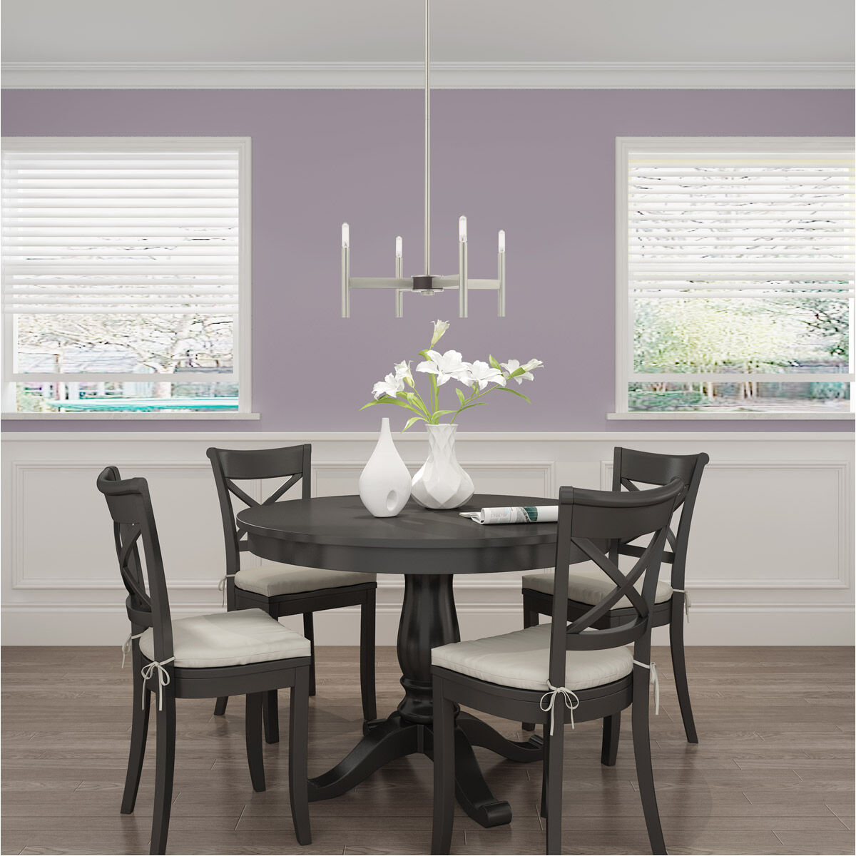 Copenhagen 4 Light 20 inch Brushed Nickel Mini Chandelier Ceiling Light