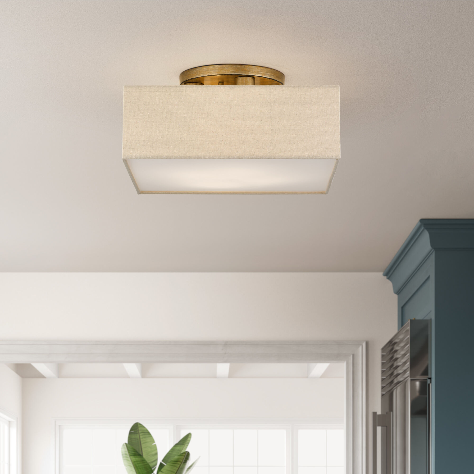 Summit 4 Light 15 inch Antique Gold Leaf Semi Flush Mount Ceiling Light, Large