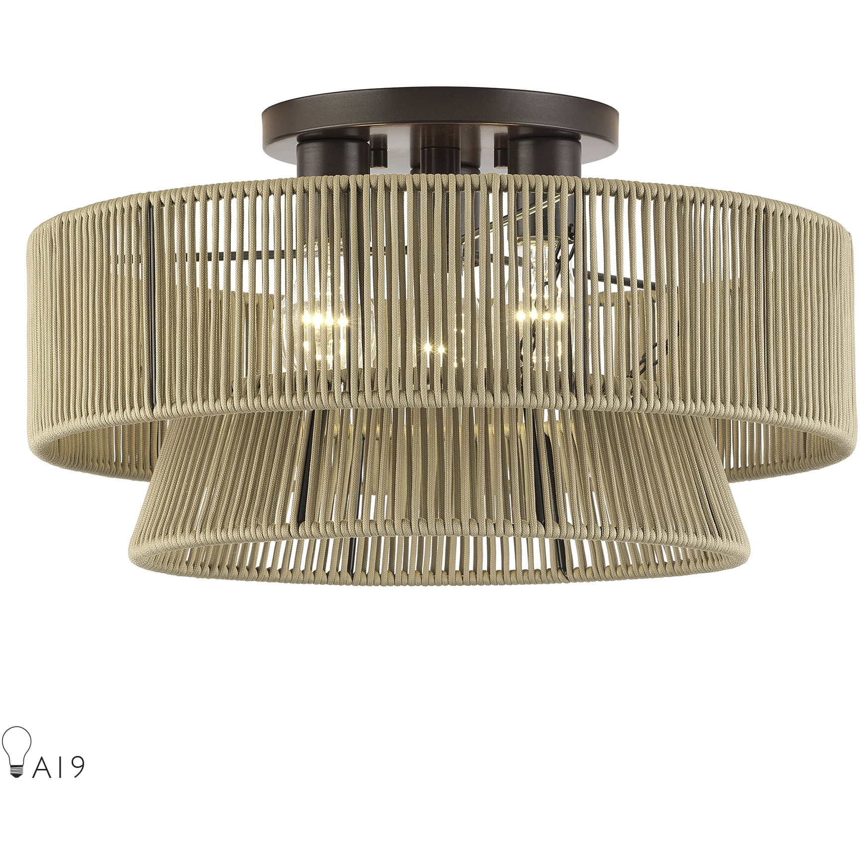 Florell 3 Light 18 inch English Bronze Semi Flush Mount Ceiling Light, Large
