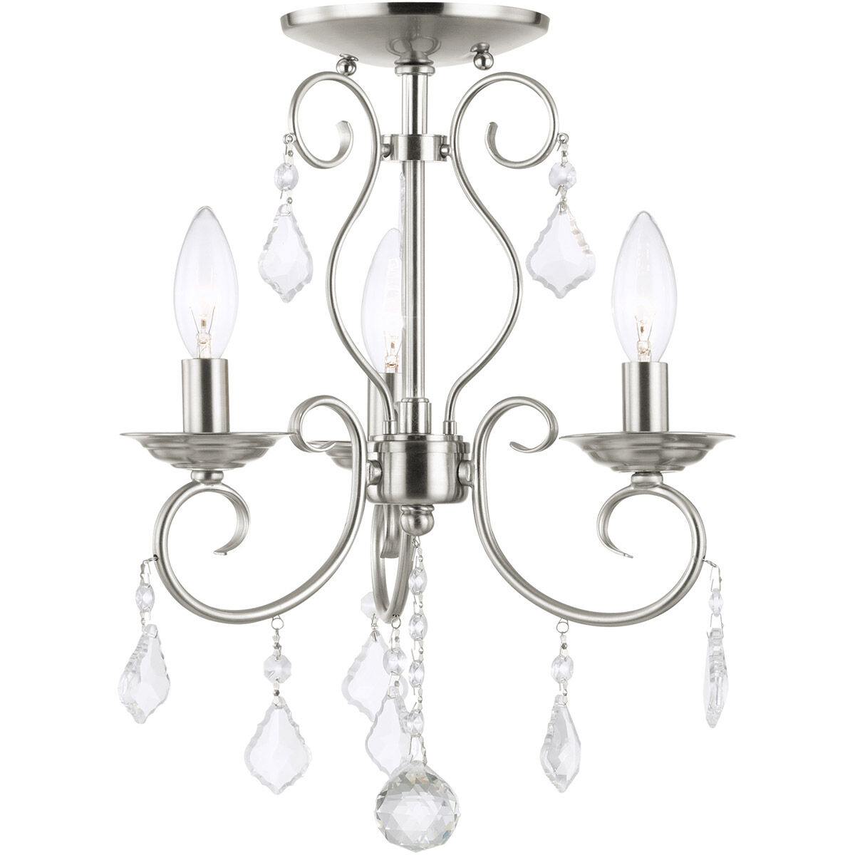Donatella 3 Light 12 inch Brushed Nickel Convertible Mini Chandelier/Ceiling Mount Ceiling Light