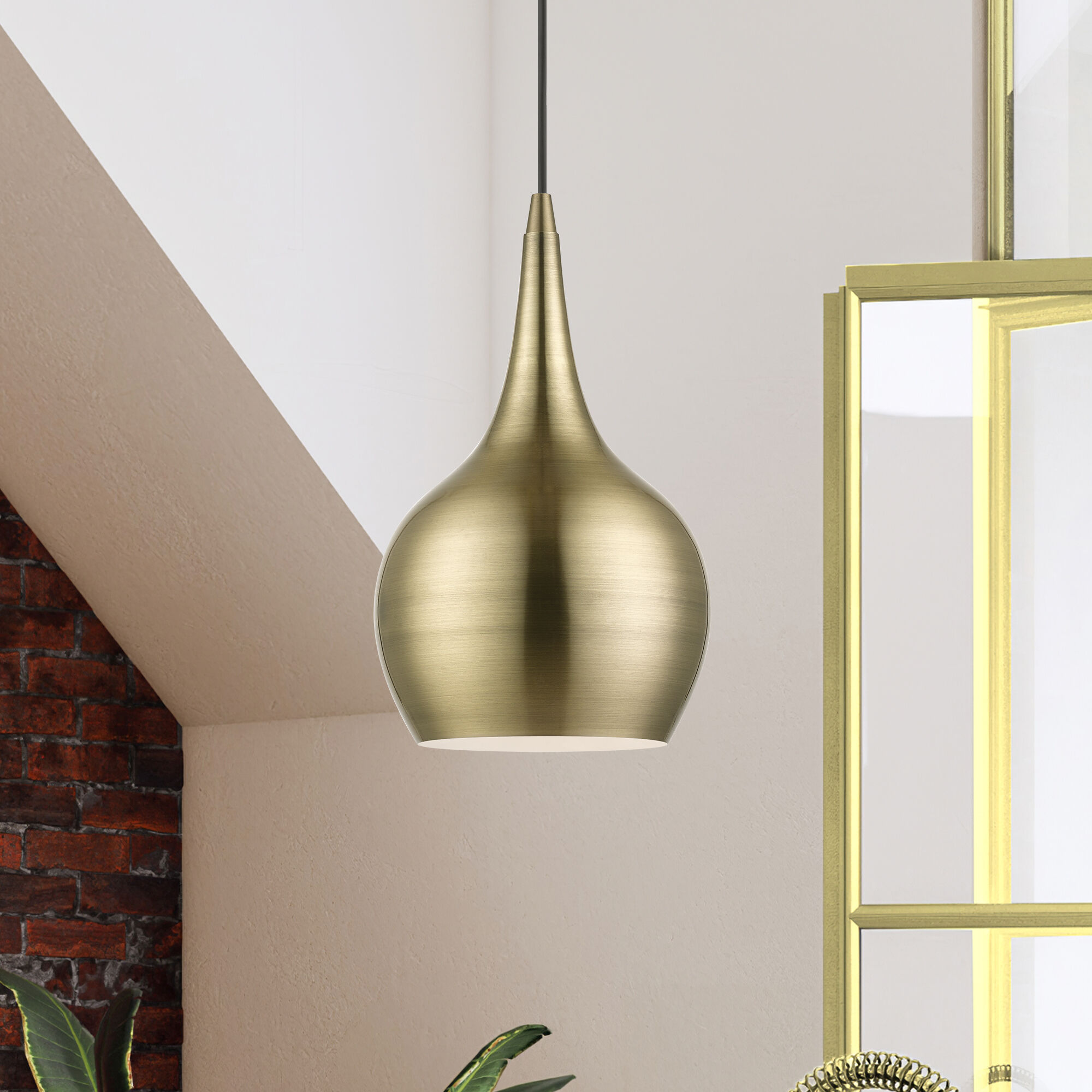 Andes 1 Light 8 inch Antique Brass Mini Pendant Ceiling Light
