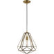 Geometric 1 Light 12 inch Antique Brass Mini Pendant Ceiling Light