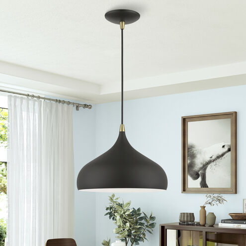 Amador 1 Light 12 inch Textured Black with Antique Brass Accents Pendant Ceiling Light