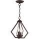 Prism 2 Light 11 inch Bronze Convertible Mini Chandelier/Ceiling Mount Ceiling Light
