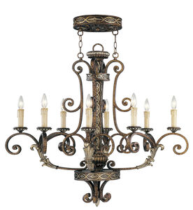 Seville 8 Light 22 inch Palacial Bronze with Gilded Accents Oval Chandelier Ceiling Light