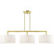 Meridian 3 Light 51 inch Satin Brass Linear Chandelier Ceiling Light