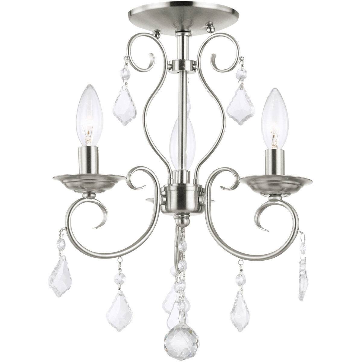 Donatella 3 Light 12 inch Brushed Nickel Convertible Mini Chandelier/Ceiling Mount Ceiling Light