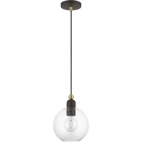 Downtown 1 Light 8 inch Bronze with Antique Brass Accents Pendant Ceiling Light, Sphere