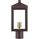 Nyack 1 Light 15.25 inch Bronze with Antique Brass Cluster Small Outdoor Post Top Lantern in Bronze with Antique Brass Cluser