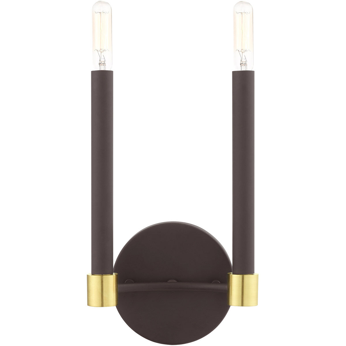 Karlstad 2 Light 7 inch Bronze with Satin Brass Accents ADA Sconce Wall Light