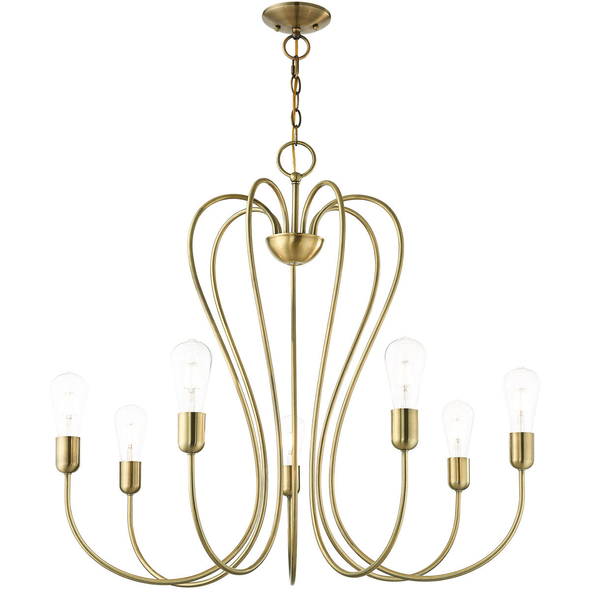 Lucerne 7 Light 30 inch Antique Brass Chandelier Ceiling Light