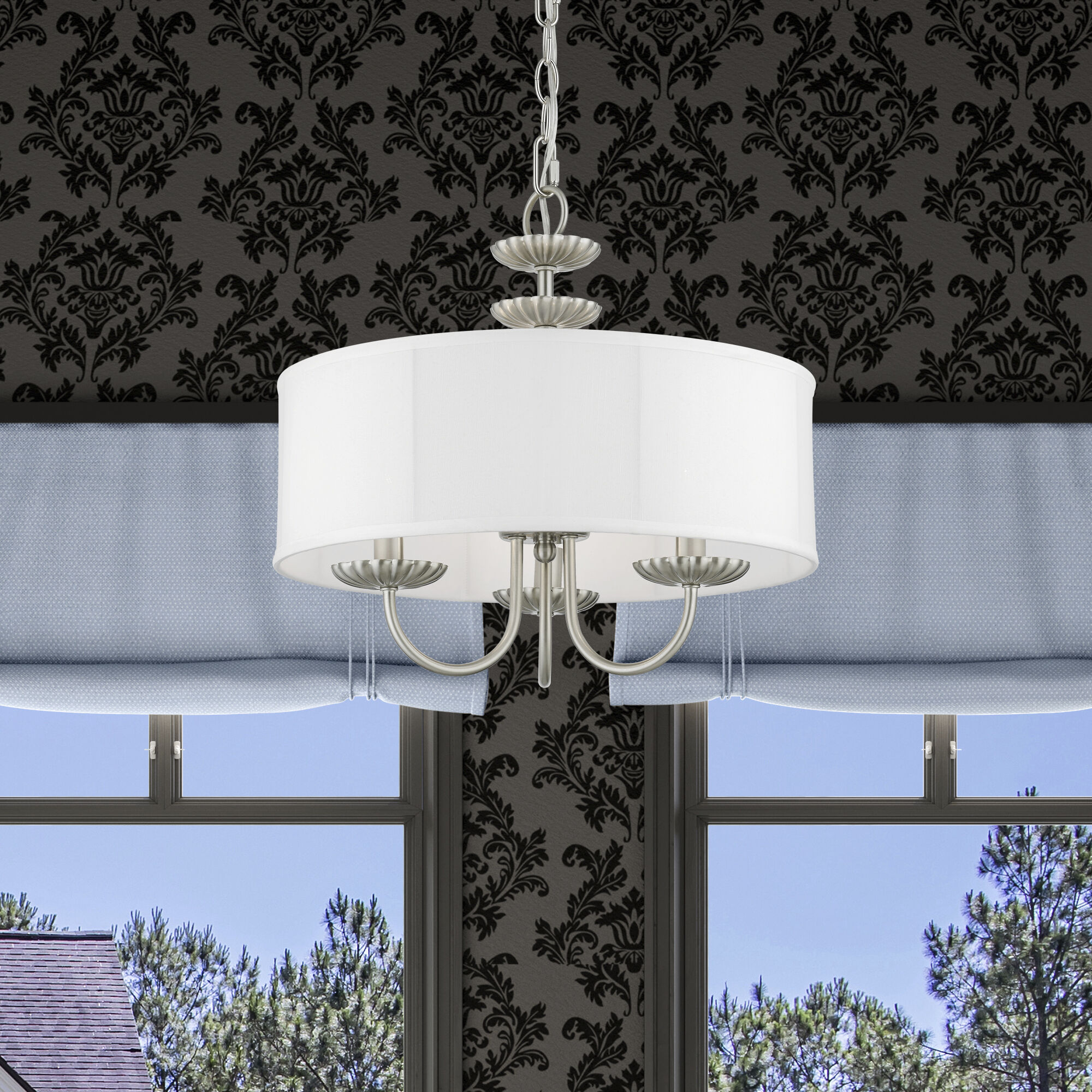 Brookdale 3 Light 16 inch Brushed Nickel Pendant Chandelier Ceiling Light