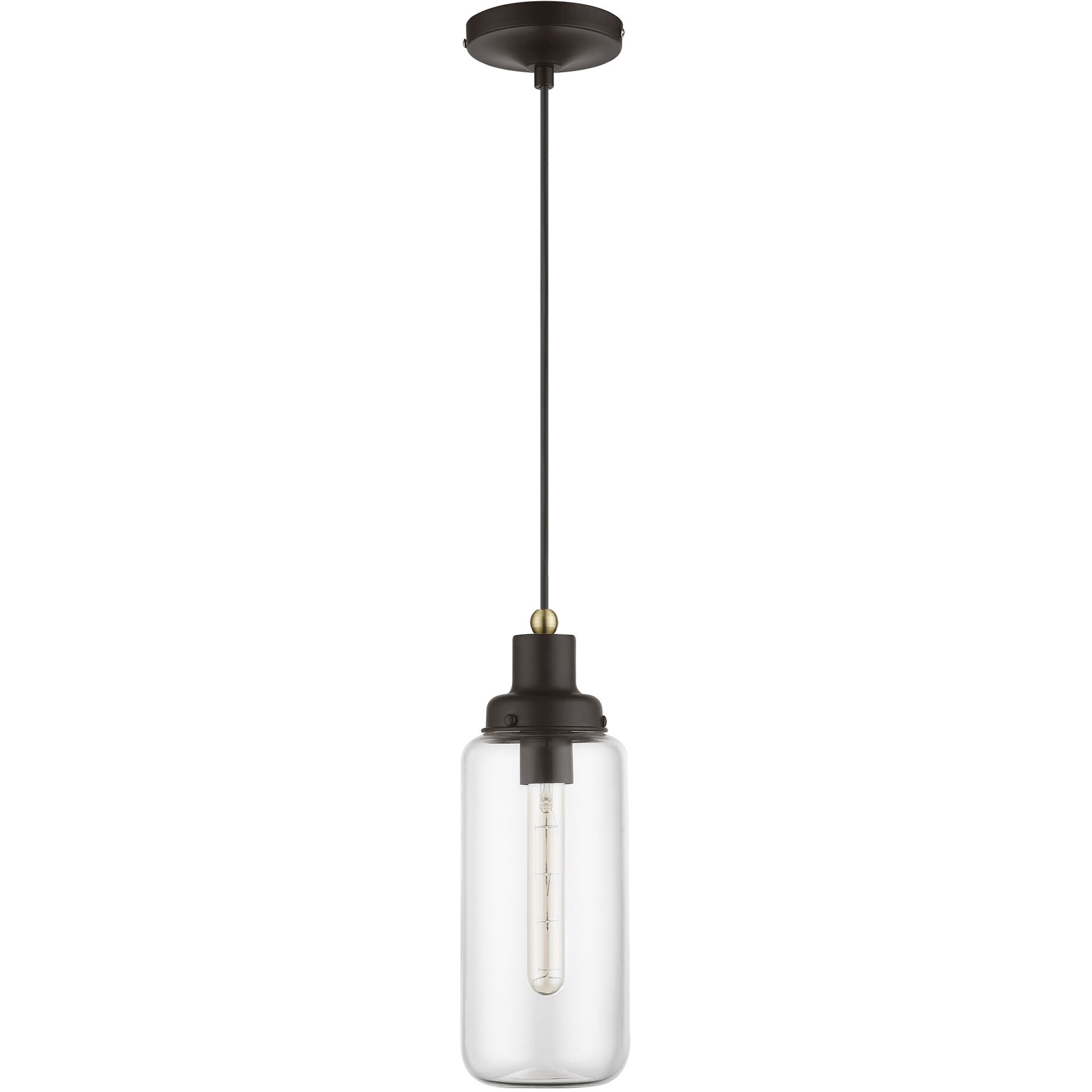 Oakhurst 1 Light 5 inch Bronze with Antique Brass Accent Mini Pendant Ceiling Light