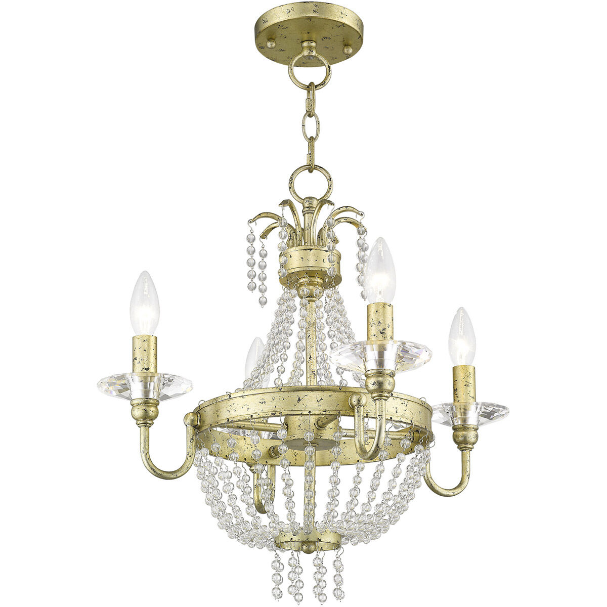 Valentina 4 Light 18 inch Hand Applied Winter Gold Convertible Mini Chandelier/Ceiling Mount Ceiling Light