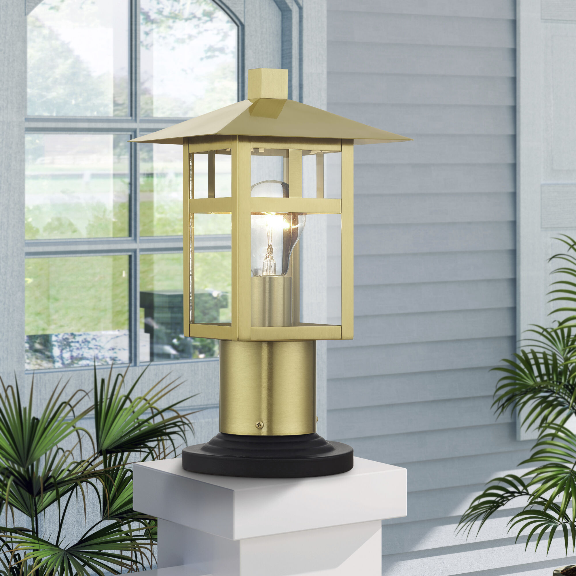 Crestlake 1 Light 11.75 inch Satin Gold Outdoor Post Top Lantern