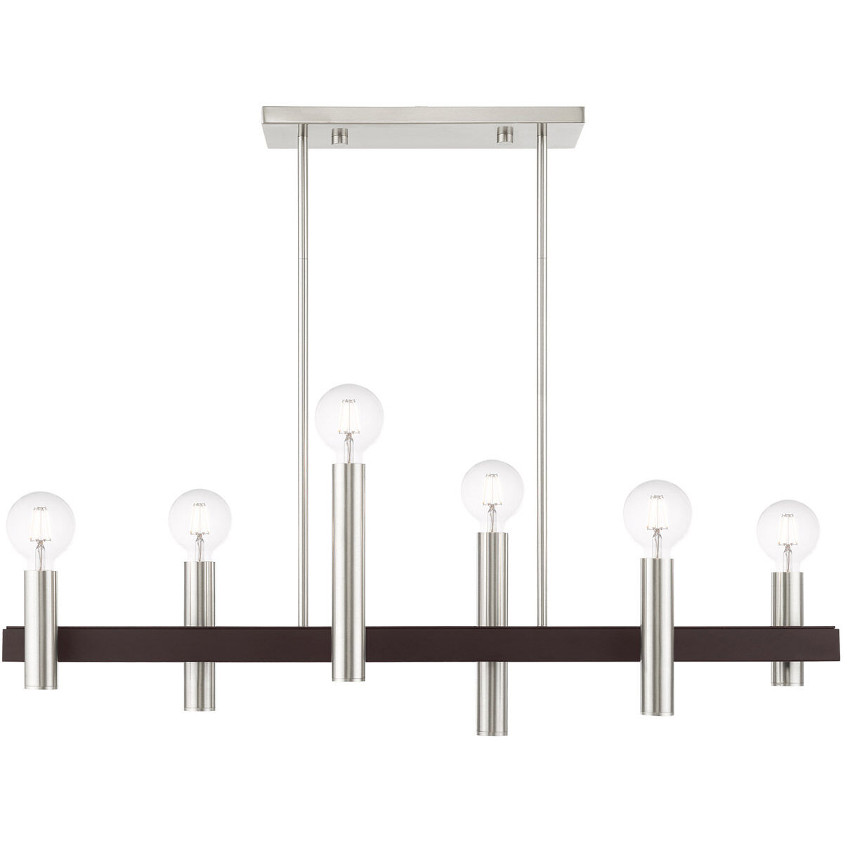 Helsinki 6 Light 8.25 inch Brushed Nickel with Bronze Accents Chandelier Ceiling Light