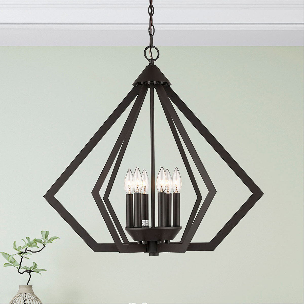 Prism 6 Light 26 inch Bronze Chandelier Ceiling Light