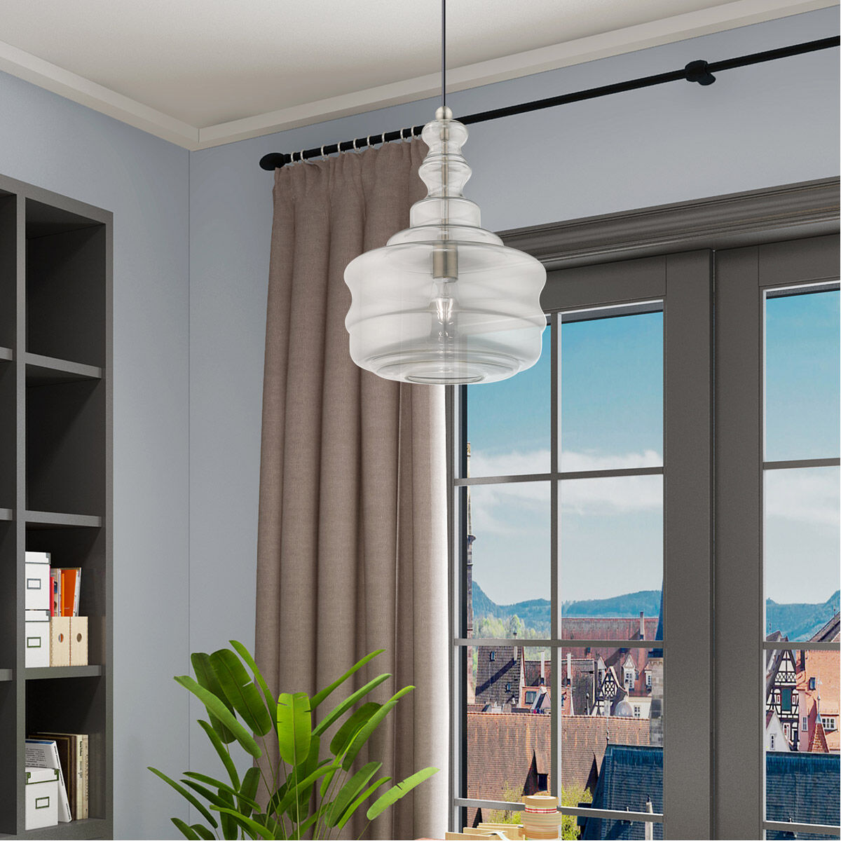 Art Glass 1 Light 12.63 inch Brushed Nickel Mini Pendant Ceiling Light