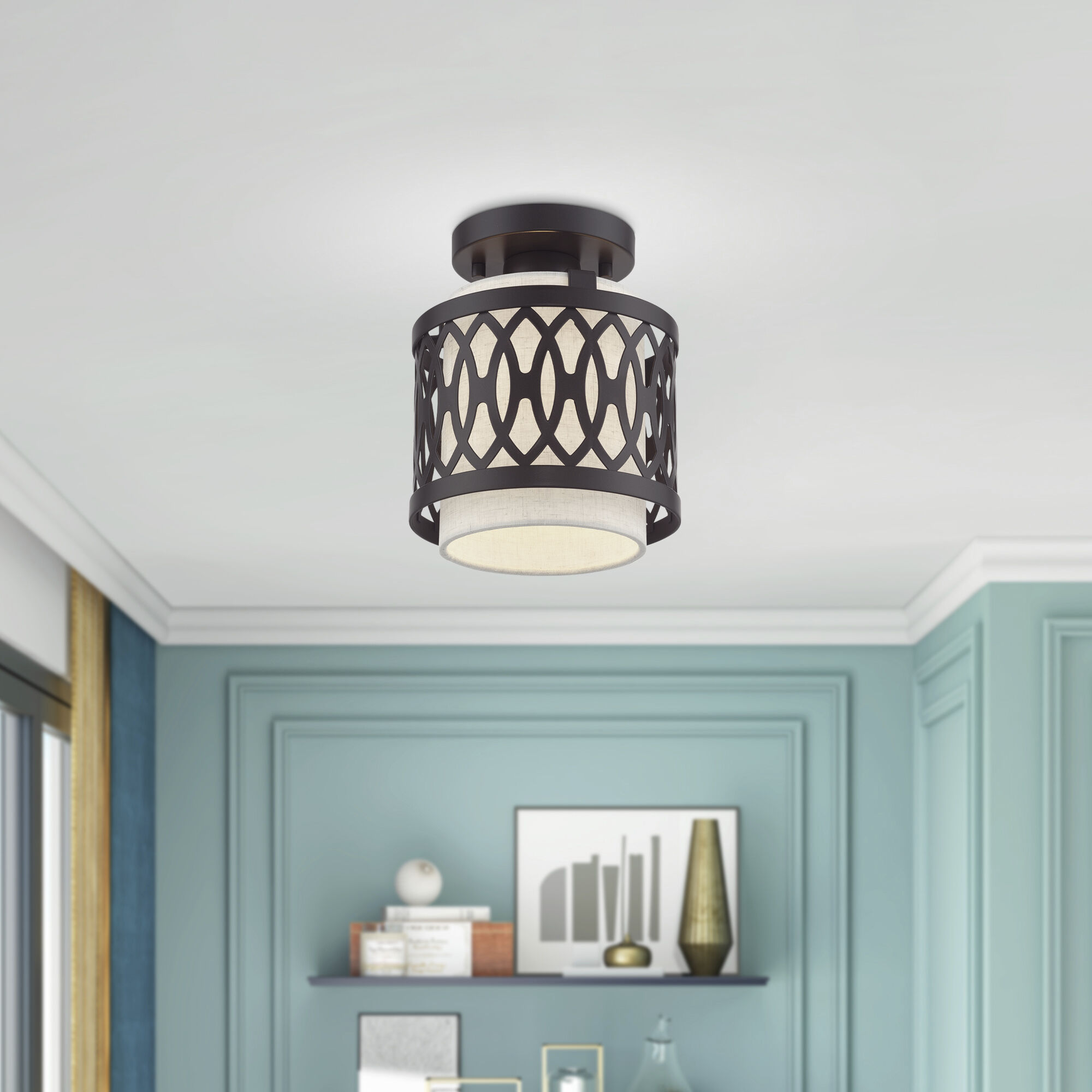 Vistaview 1 Light 7.25 inch English Bronze Semi-Flush Ceiling Light