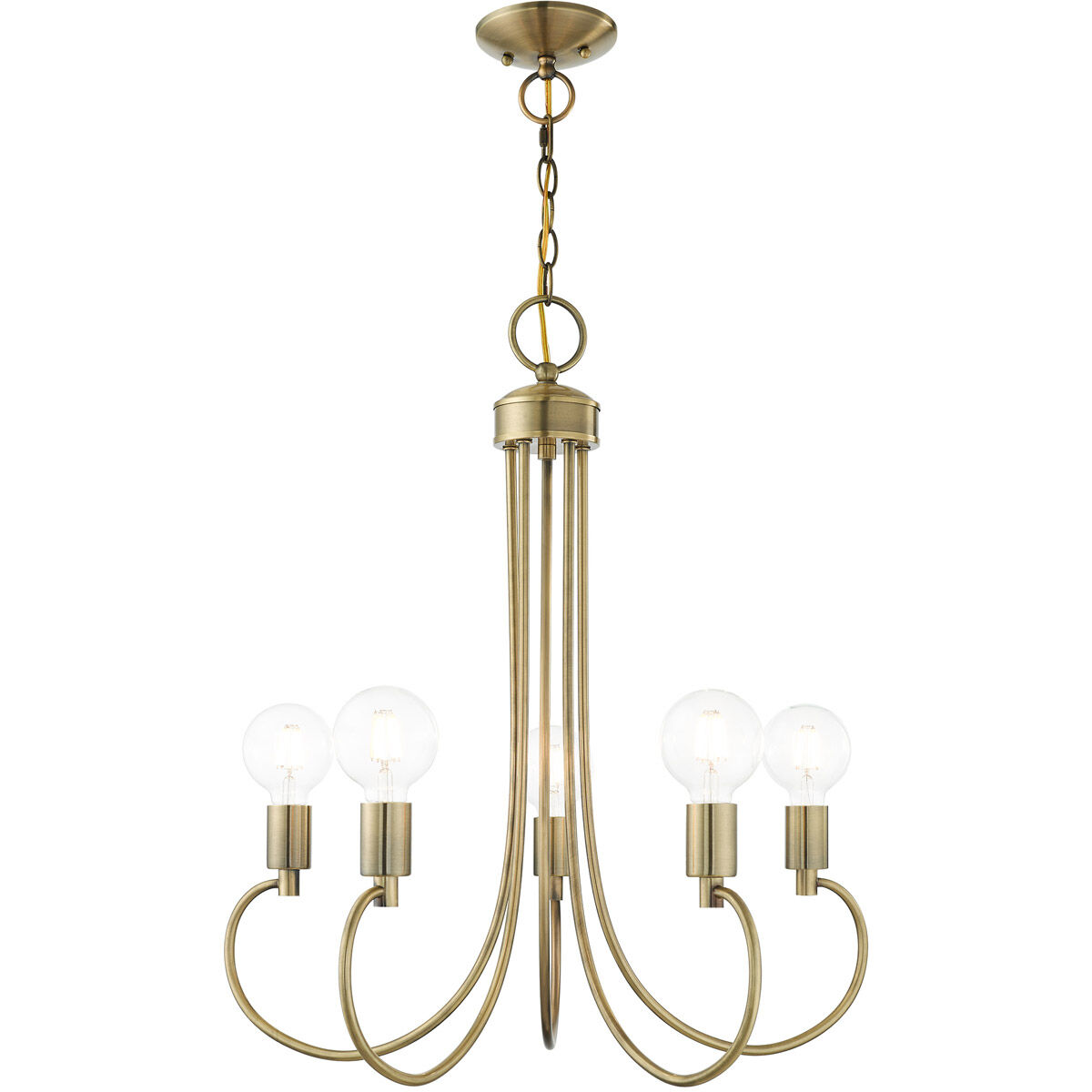 Bari 5 Light 25 inch Antique Brass Chandelier Ceiling Light