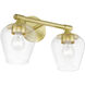 Willow 2 Light 15 inch Satin Brass Vanity Sconce Wall Light