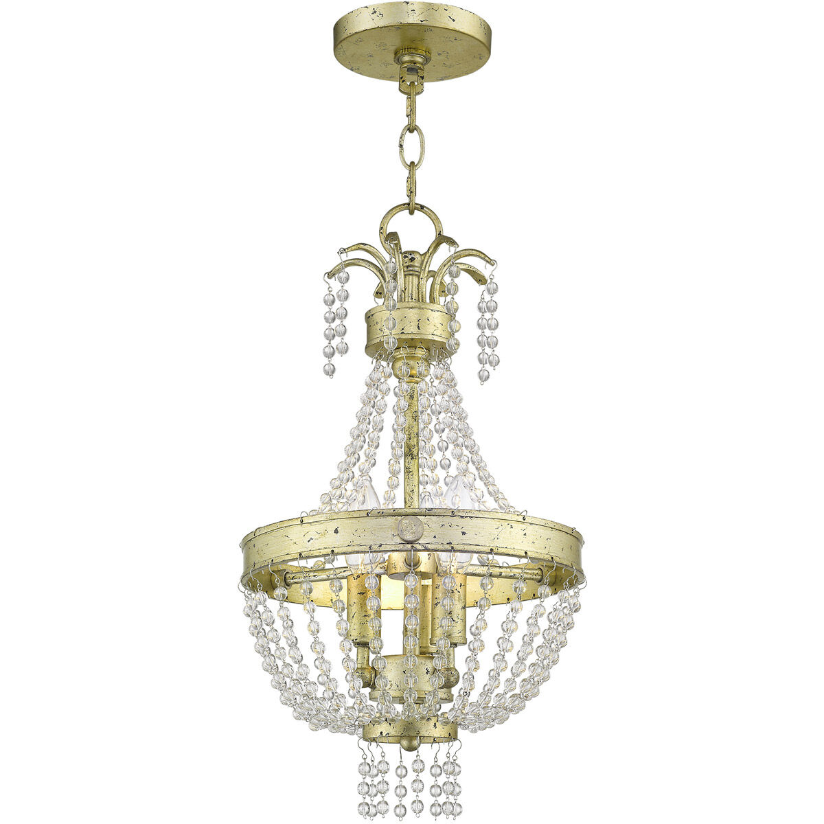Valentina 3 Light 10 inch Hand Applied Winter Gold Pendant Ceiling Light