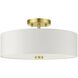 Meridian 3 Light 15 inch Satin Brass Semi Flush Ceiling Light 