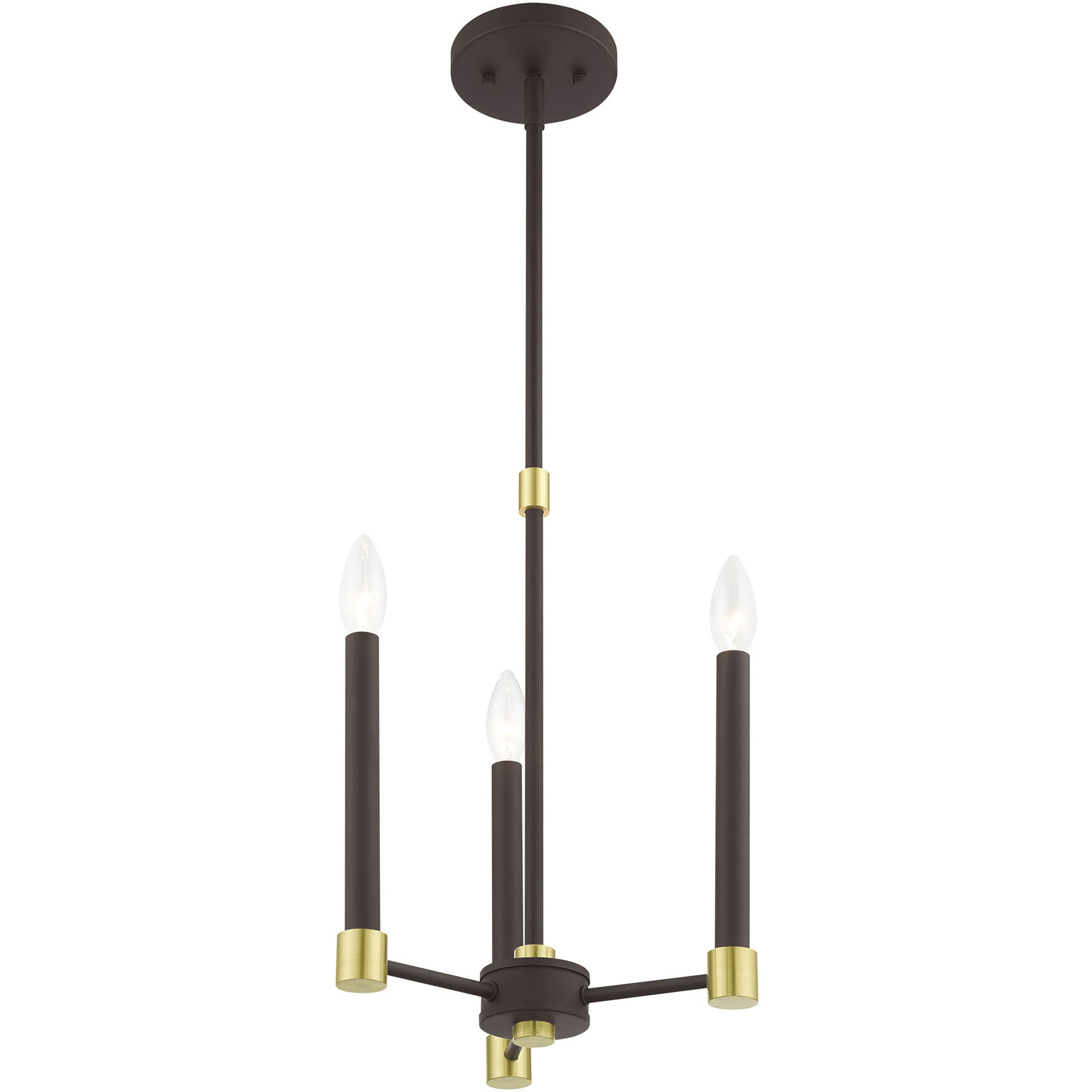 Karlstad 3 Light 12 inch Bronze with Satin Brass Accents Chandelier Ceiling Light