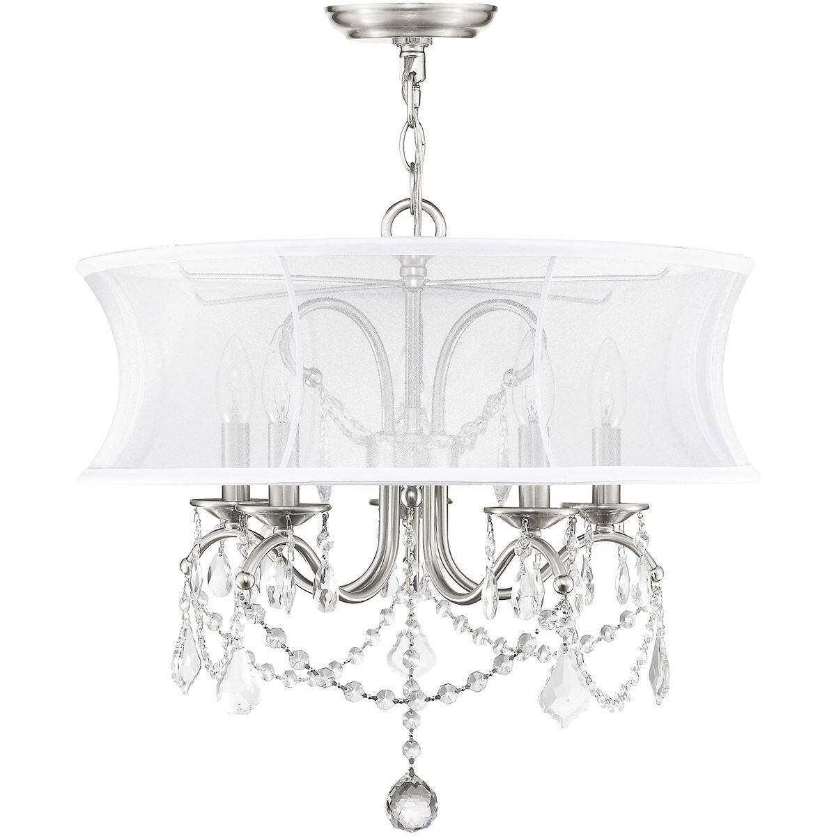 Newcastle 5 Light 20 inch Brushed Nickel Chandelier Ceiling Light