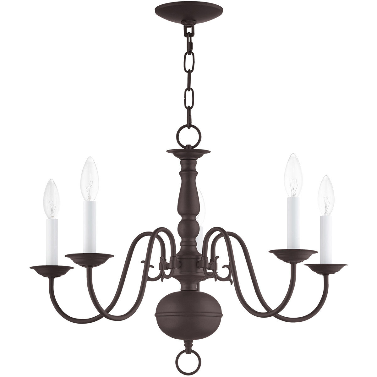 Williamsburgh 5 Light 24 inch Bronze Chandelier Ceiling Light