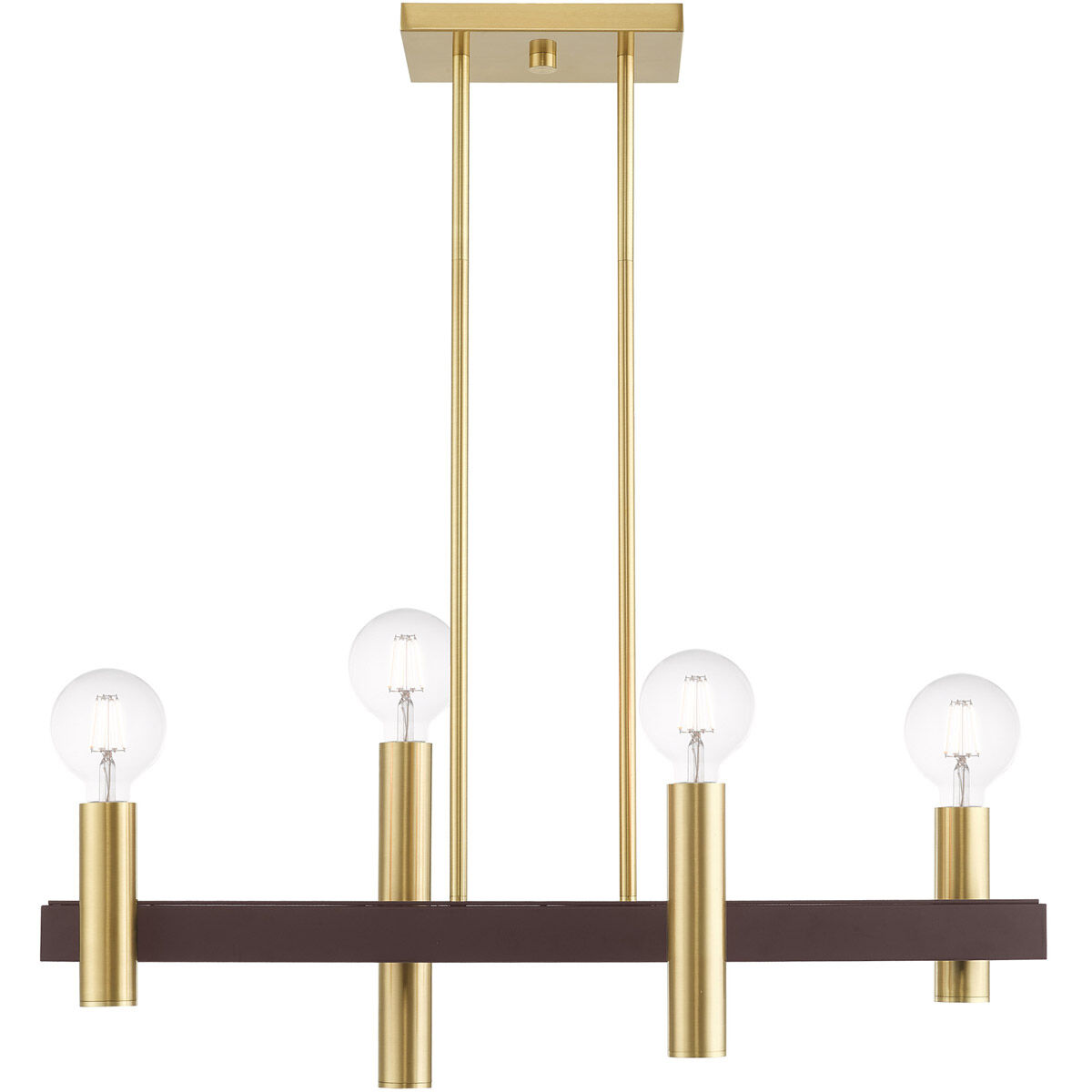 Helsinki 4 Light 8.25 inch Satin Brass with Bronze Accents Chandelier Ceiling Light